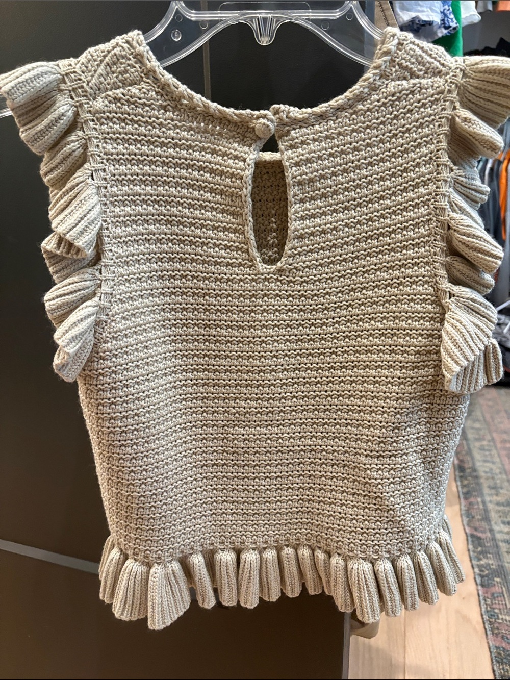 Beige Knit Ruffle Sleeve Top - Picture 2 of 2